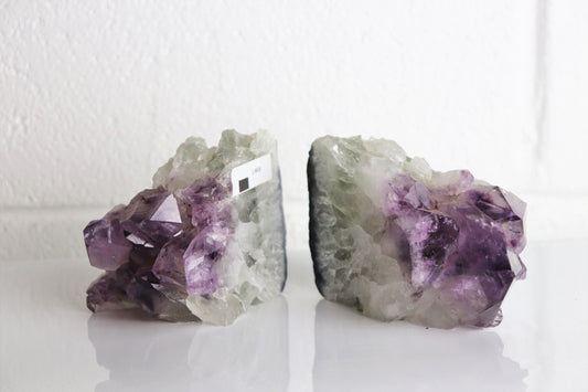 AMB6) Small Amethyst Crystal Bookends