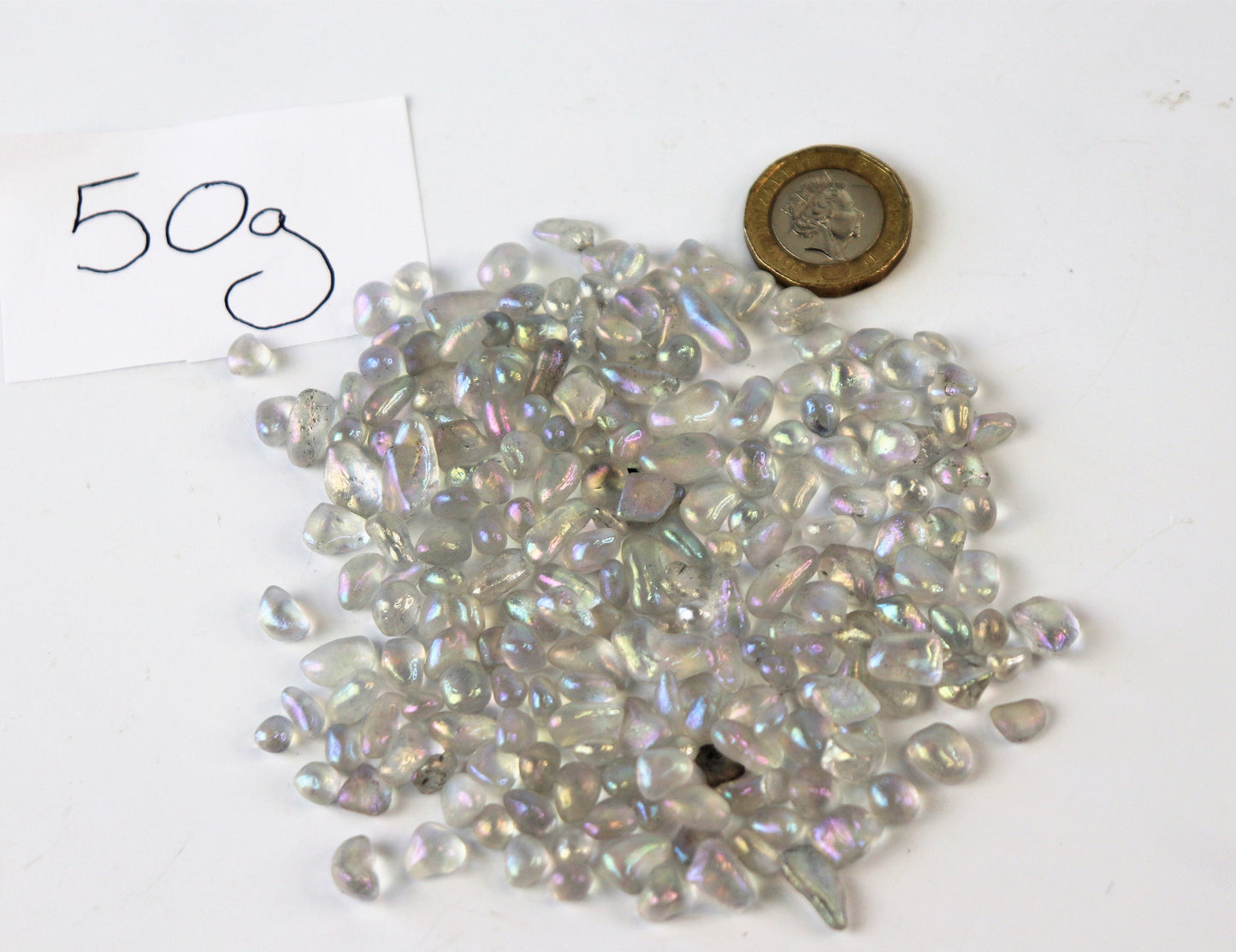 Extra Small Angel Aura Crystal Chips / Tumblestones 50g Bags