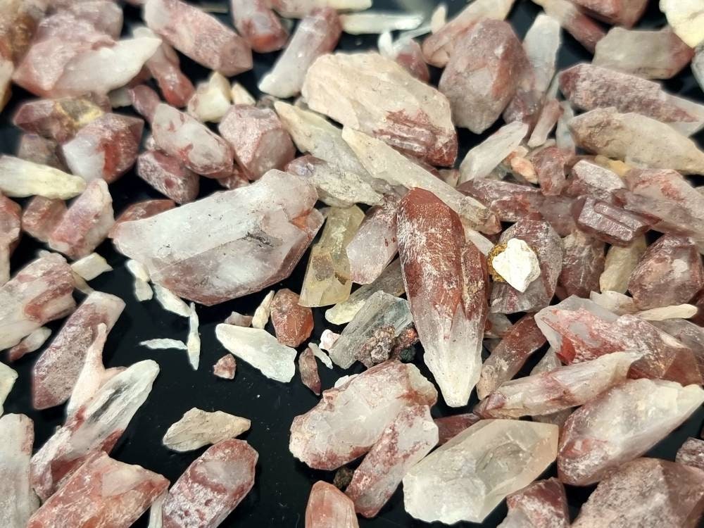 Red Quartz Crystal Points Raw Natural,  Large 250g Bag