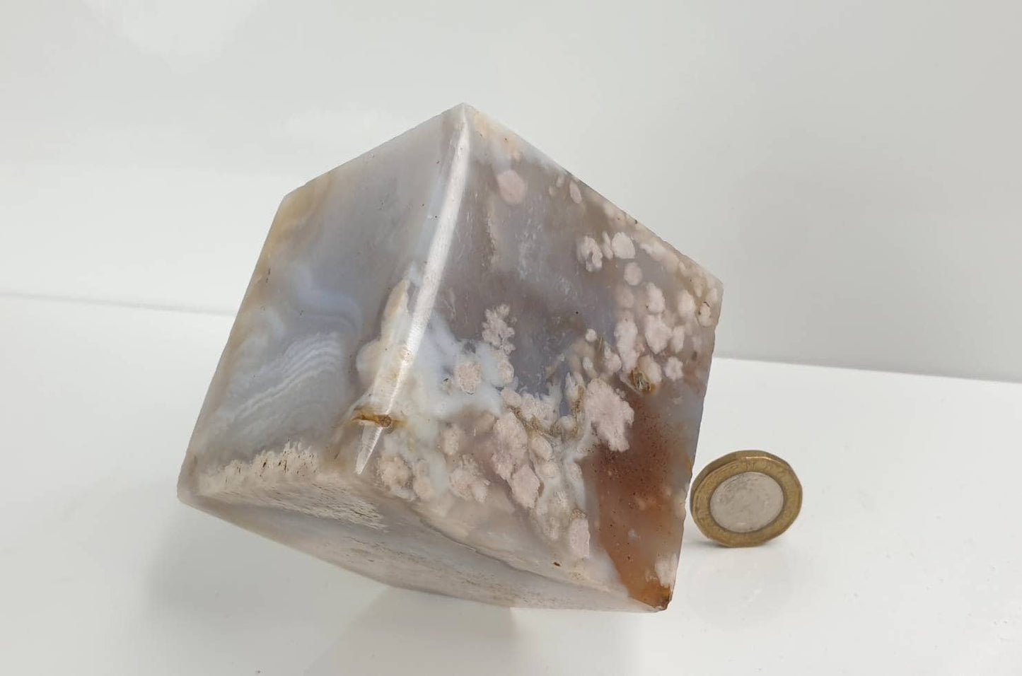 5) Crystal Cube Cherry Blossom Agate