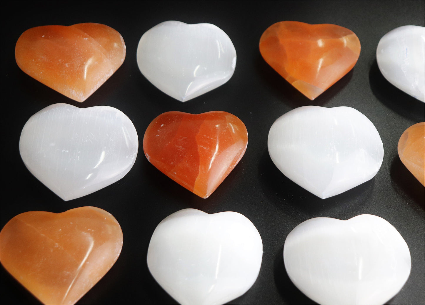 Selenite Crystal Heart White / Orange