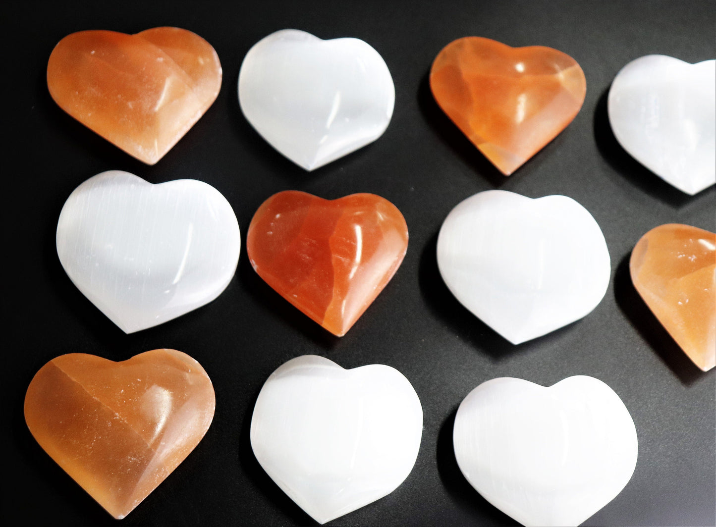 Selenite Crystal Heart White / Orange