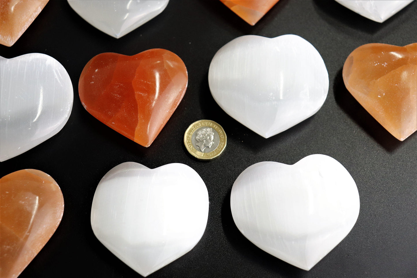 Selenite Crystal Heart White / Orange