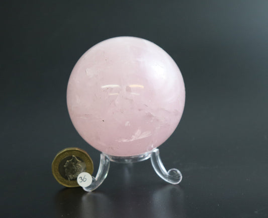 36) Rose Quartz Crystal Sphere Ball Great Gift Home Decor