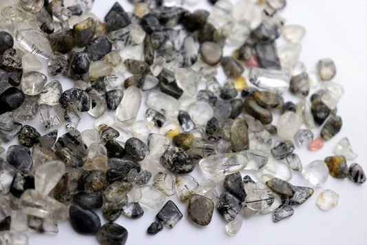 Small Rutilated & Tourmalated Quartz Crystal Mix Tumblestones 50g Bags - Arts Crafts