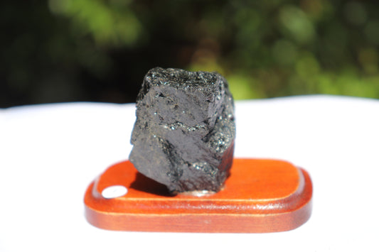 9) Black Tourmaline Crystal On Stand, Natural / Raw Mineral - Brazil Great Gift  5.5cm