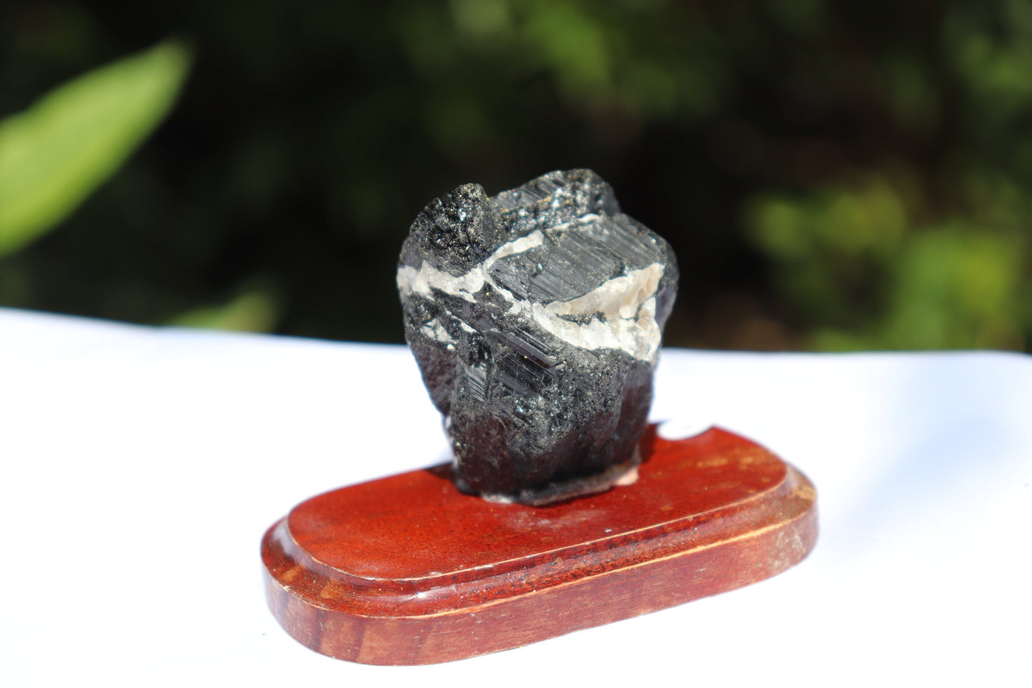 8) Black Tourmaline Crystal On Stand, Natural / Raw Mineral - Brazil Great Gift  6cm