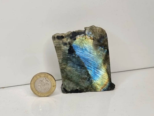 33LH) Labradorite Crystal Half Polished Slice