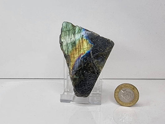 13LH) Labradorite Crystal Half Polished Slice