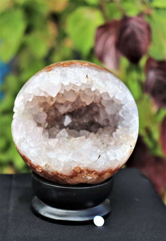 6) Large Quartz Crystal Sphere + Stand ~ Natural Art Home Decor