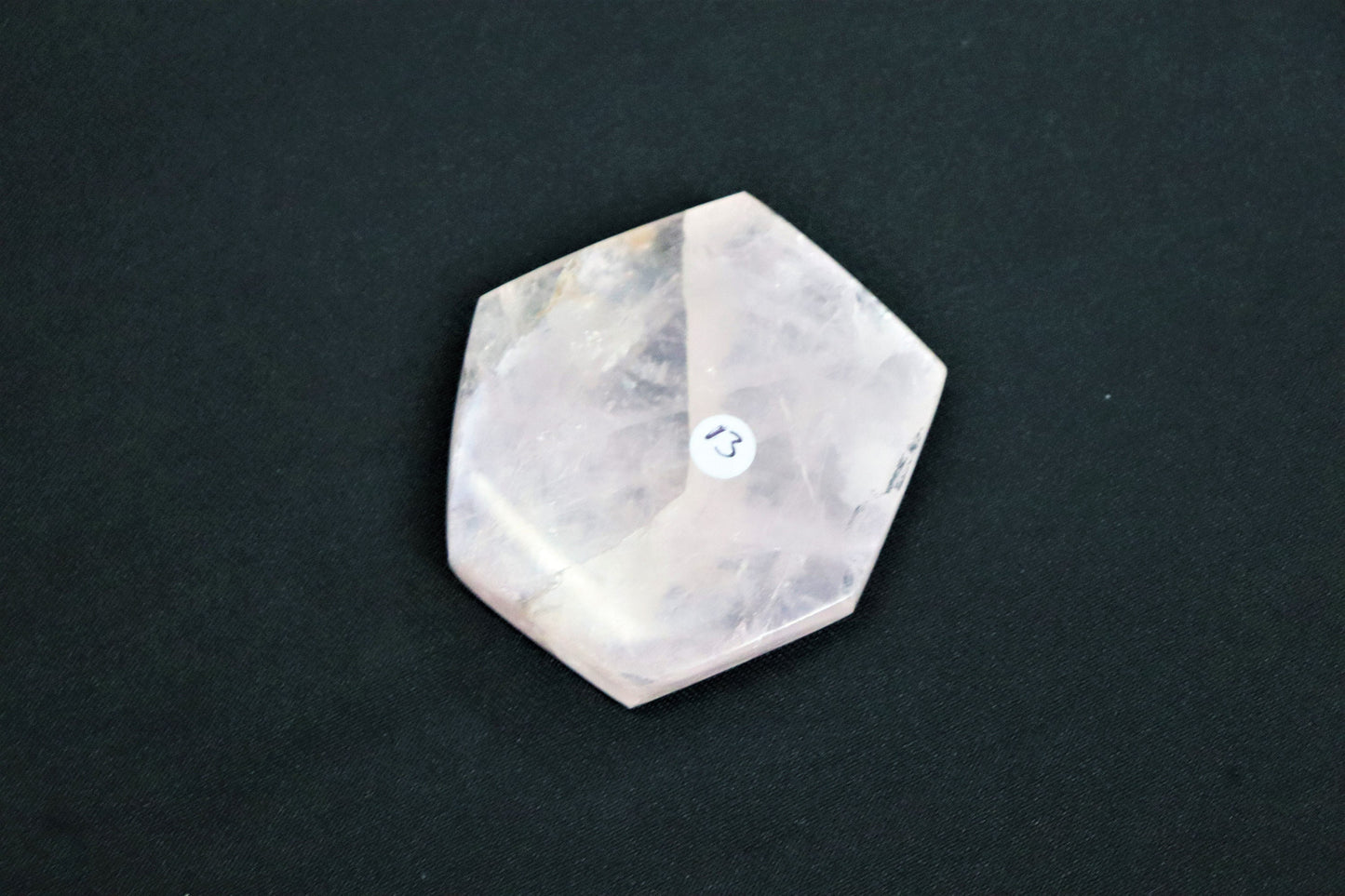 13) Rose Quartz Crystal Disc Hexagon Pink Plate