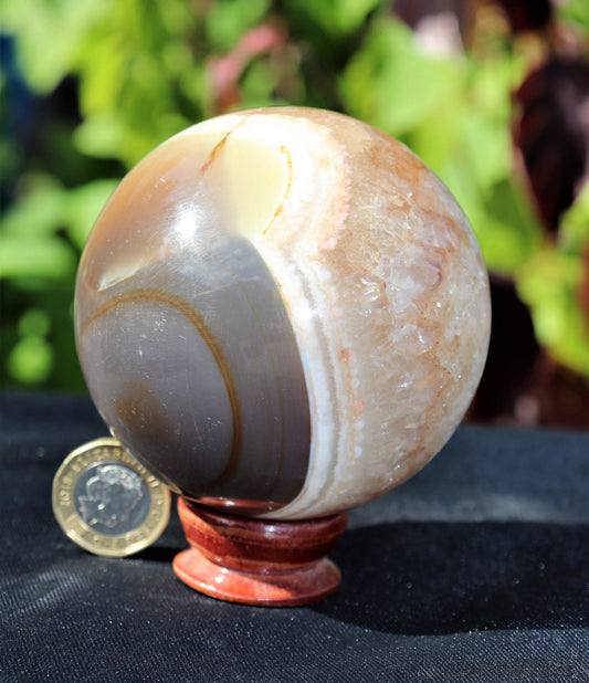 7) Brown Agate Quartz Crystal Sphere Ball Brazil Geode Great Gift 3"