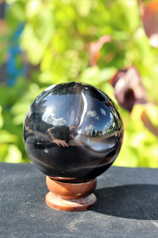 9) Black Agate Quartz Crystal Sphere Ball Brazil Geode Great Gift 2.75"