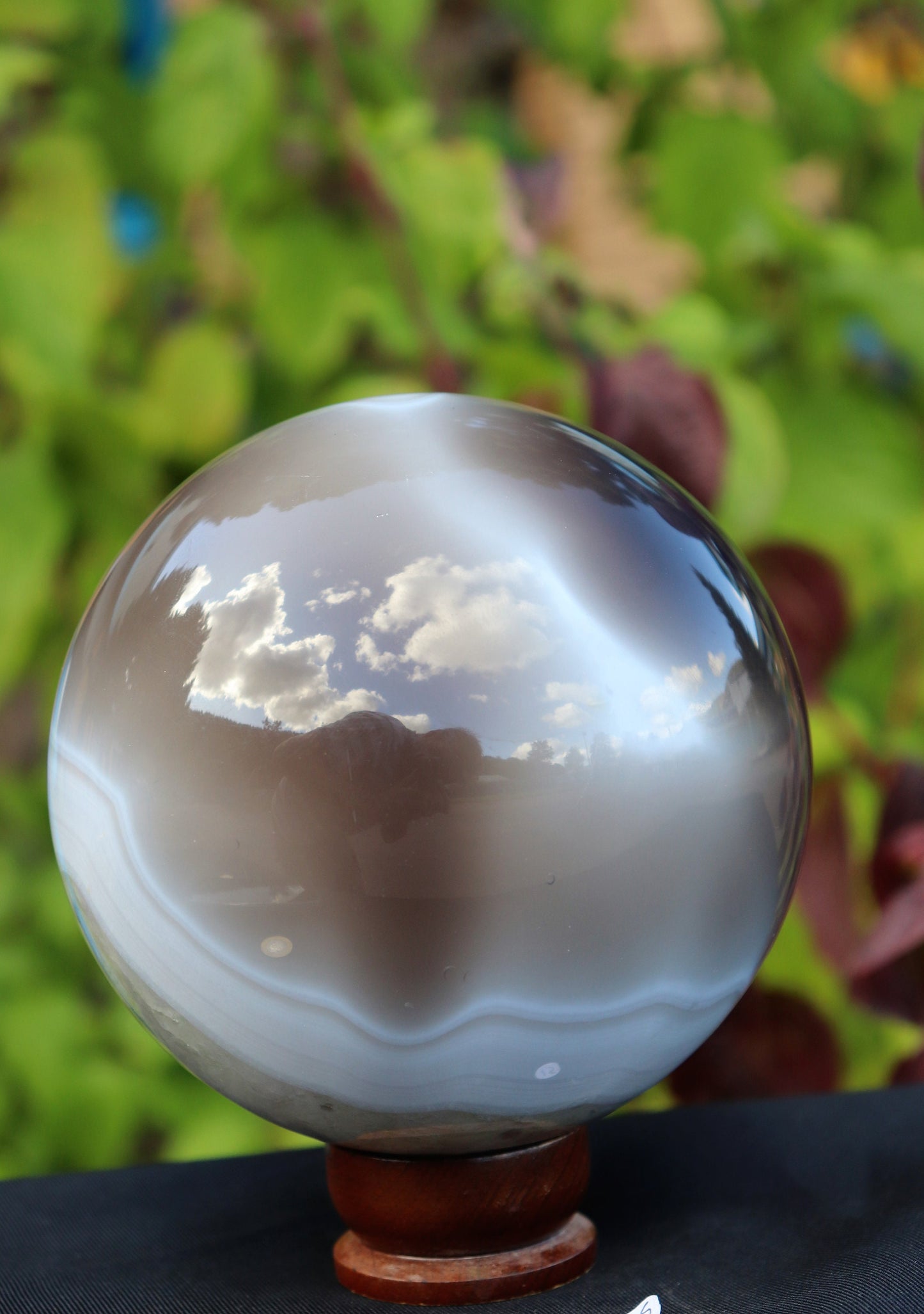 15) Large Natural Agate Quartz Crystal Sphere 4.5"