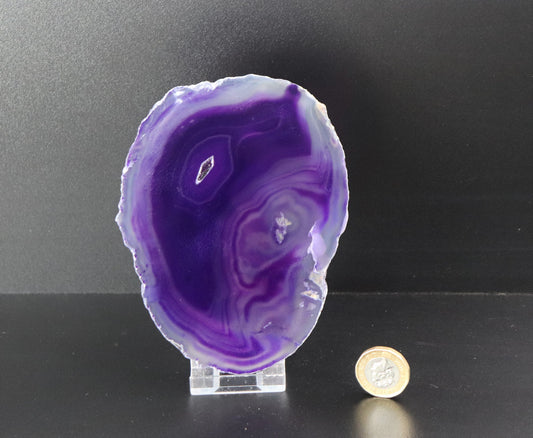 ASD28) Large Agate Crystal Slice Purple