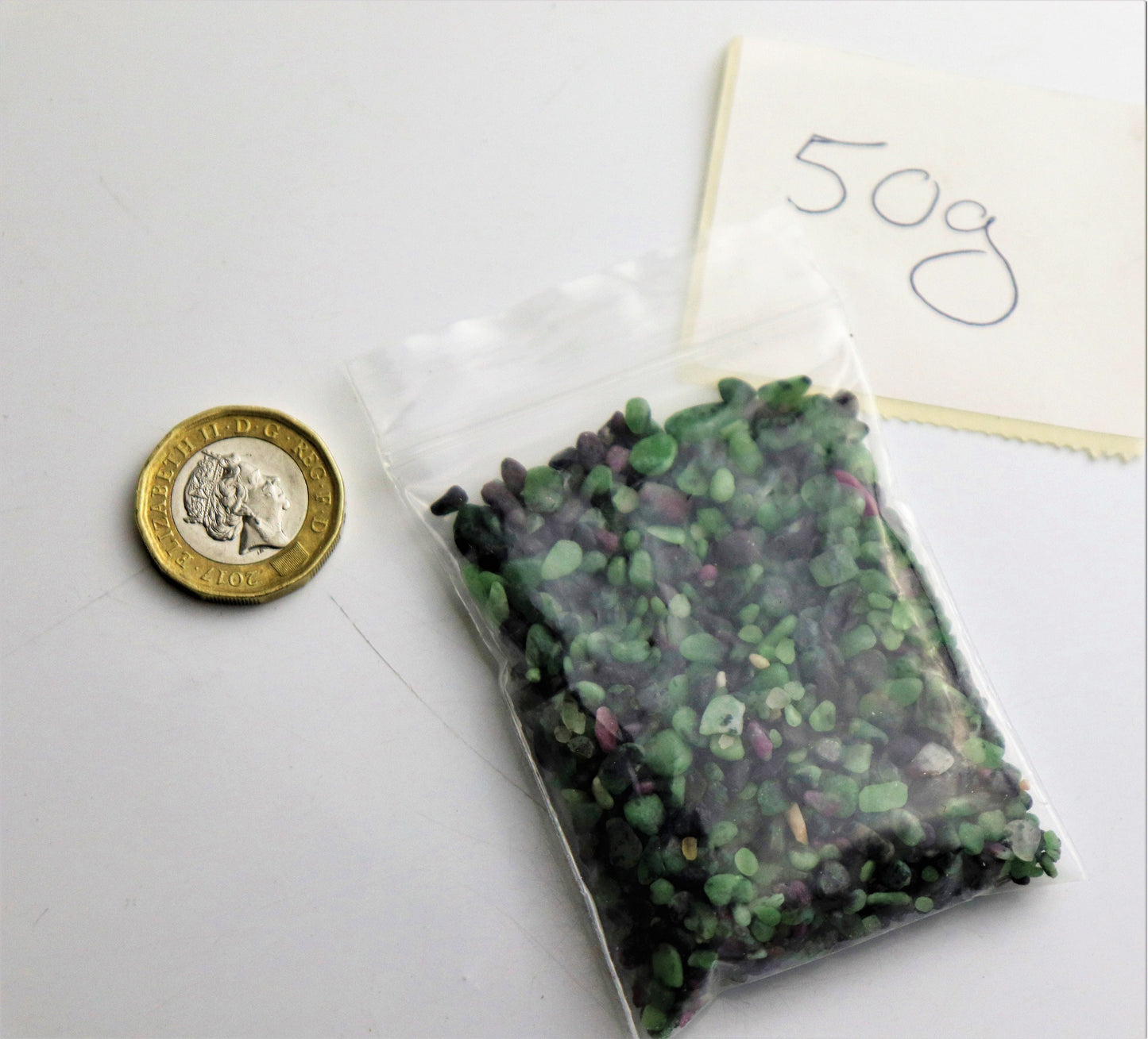 Extra Small Ruby In Zoisite Quartz Crystal Chips 50g Bags - Arts Crafts