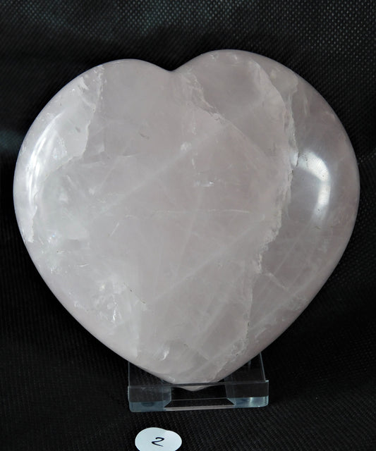 2) Large Rose Quartz Heart - Great Gift - Madagascar