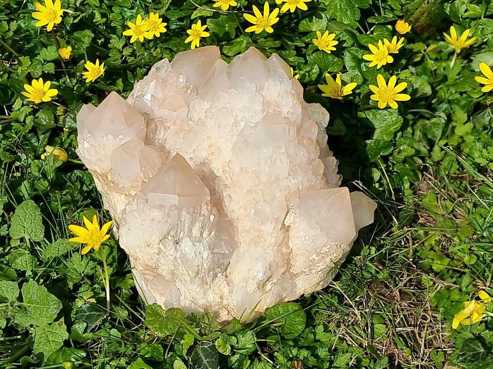 55) large Red Quartz Crystal Cluster