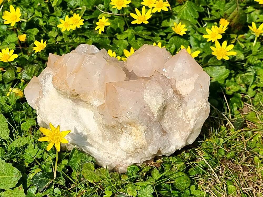 55) large Red Quartz Crystal Cluster