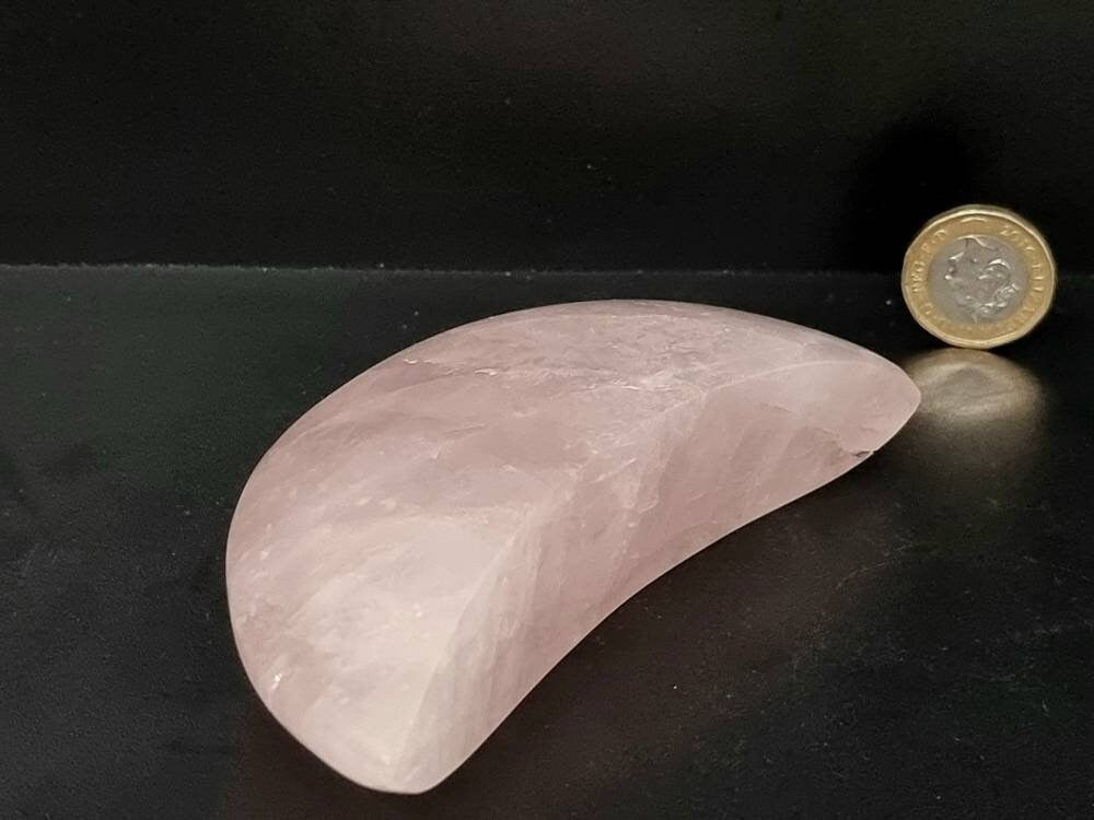 8) Large Rose Quartz Crystal Moon