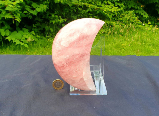 Large Rose Quartz Crystal Moon