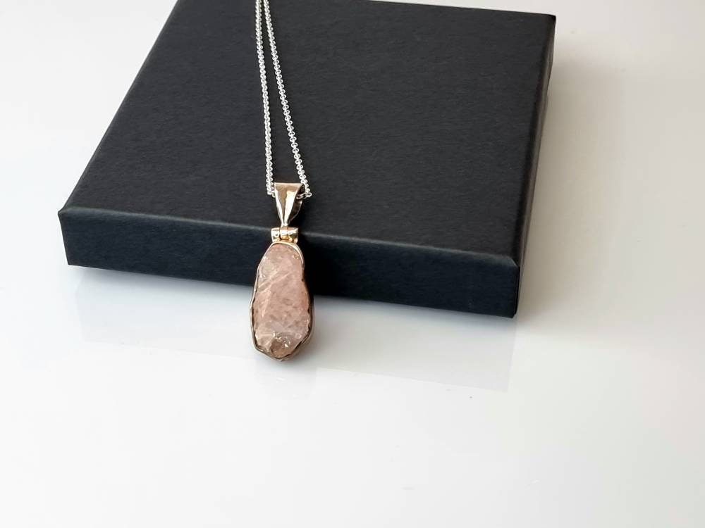 81) Morganite Crystal Necklace 925 Silver