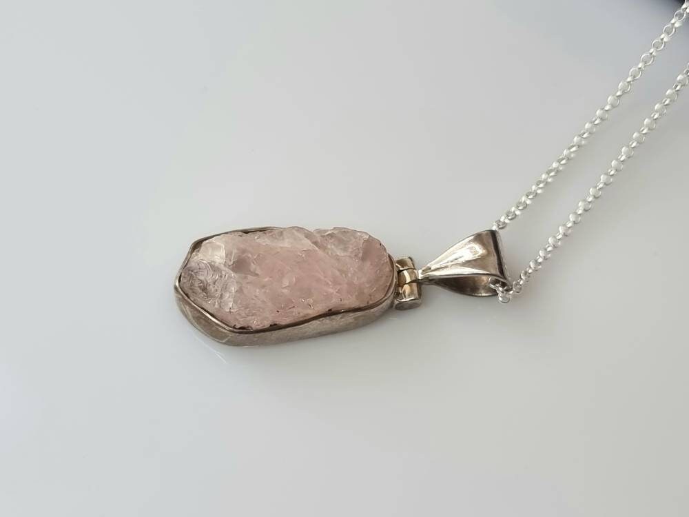 81) Morganite Crystal Necklace 925 Silver