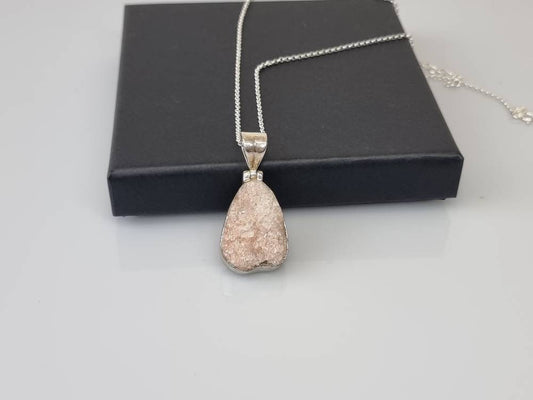 29) Pink Apophyllite Crystal Necklace 925 Silver