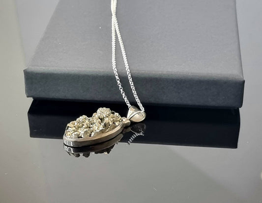 1) Peruvian Pyrite Crystal Necklace 925 Silver