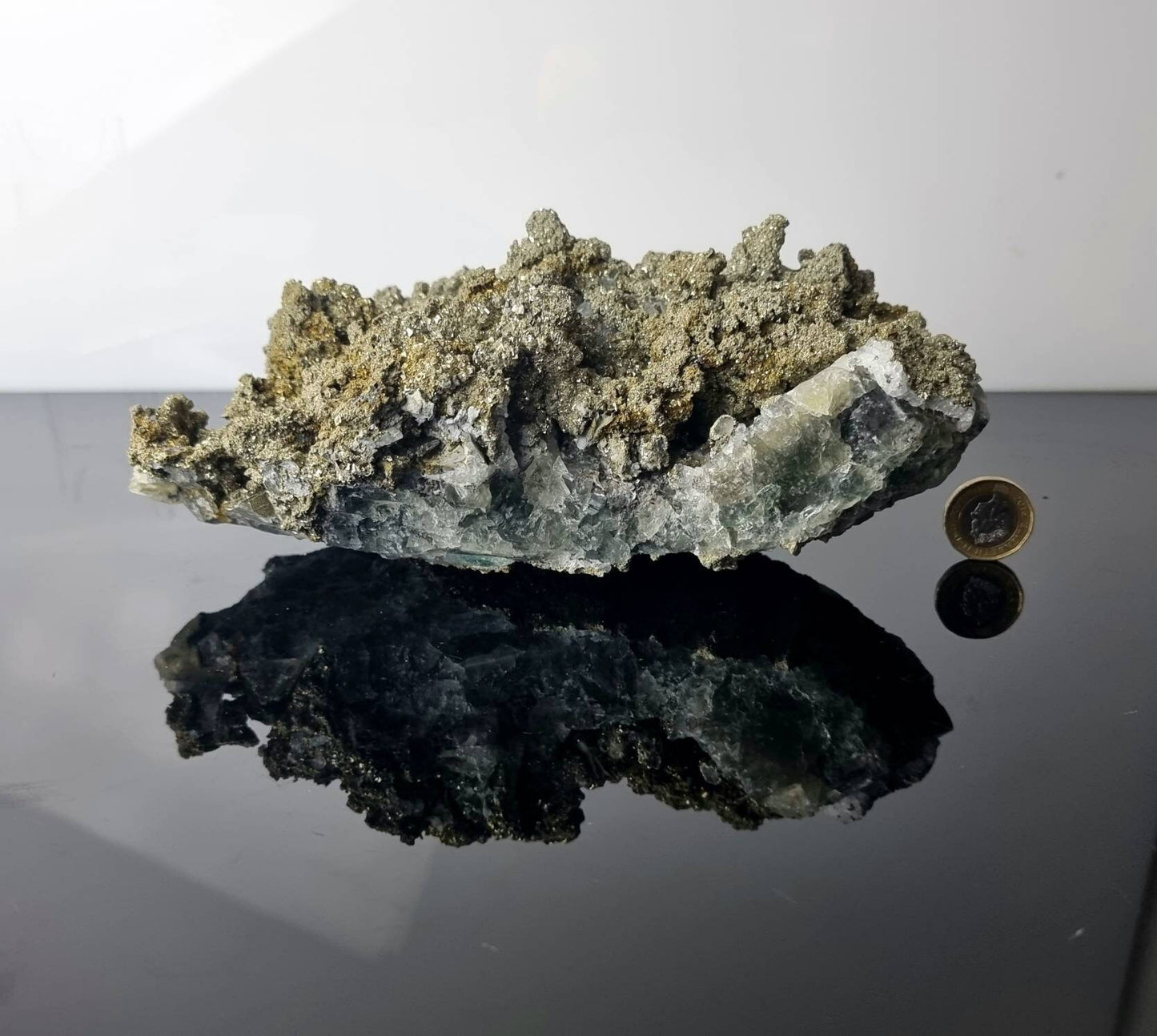 Large Pyrite Fluorite Crystal Specimen