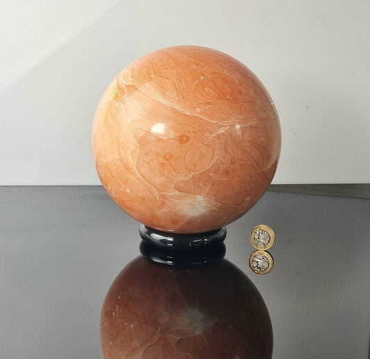 Extra Large Peach Calcite Crystal Sphere