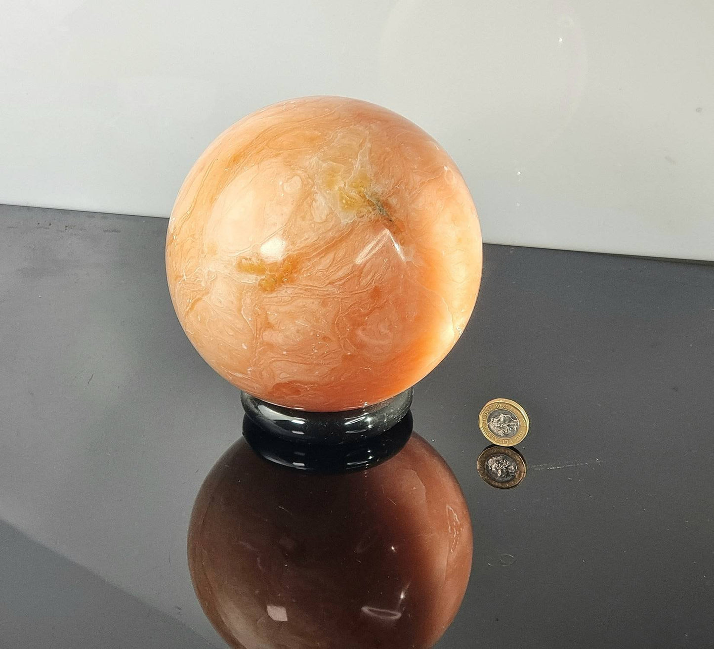 Extra Large Peach Calcite Crystal Sphere