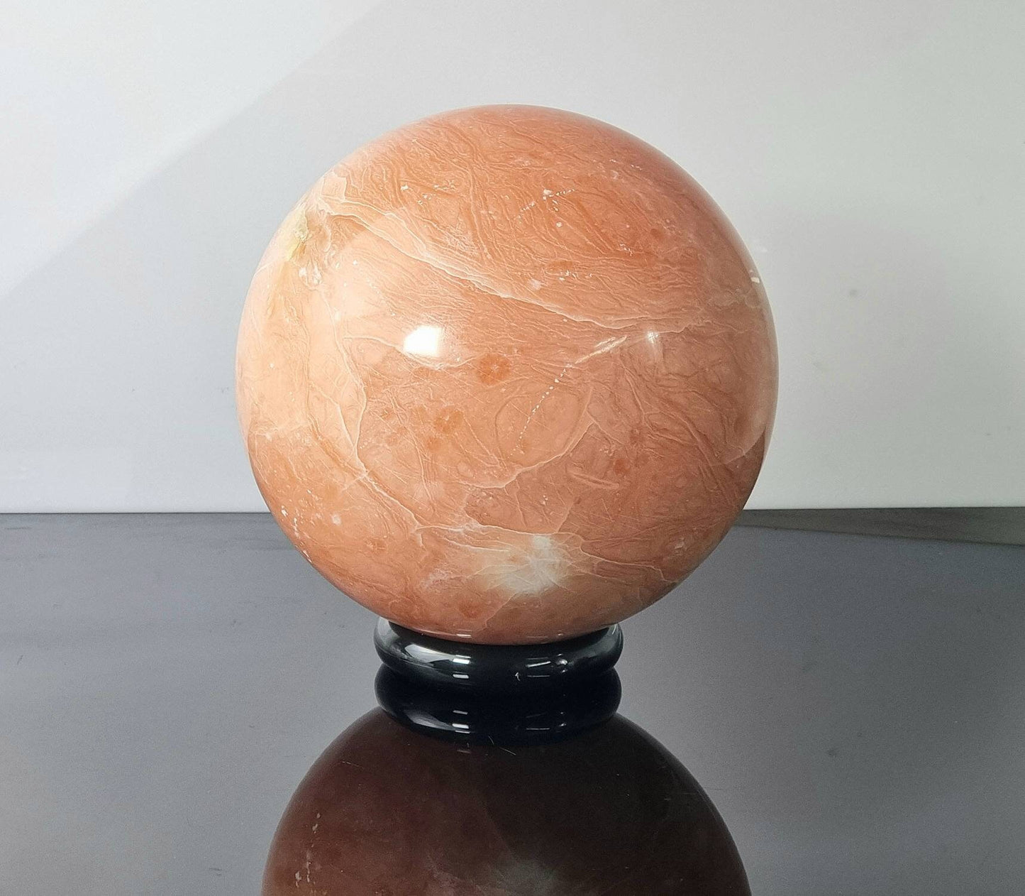 Extra Large Peach Calcite Crystal Sphere