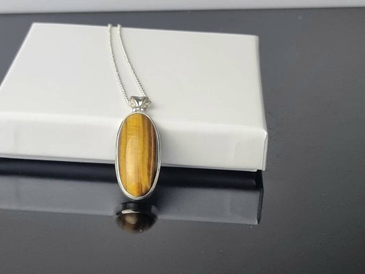 189) Tigers Eye Crystal Necklace 925 Silver