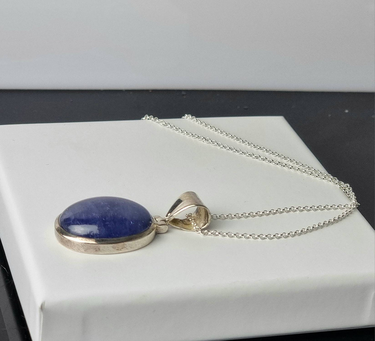 131) Large Tanzanite Crystal Necklace 925 Silver