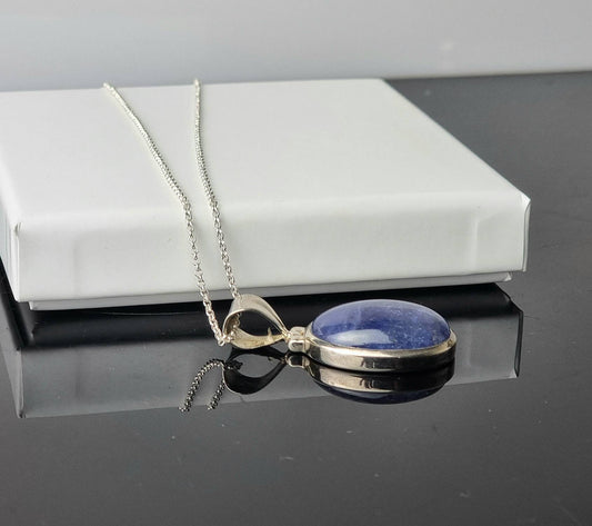 131) Large Tanzanite Crystal Necklace 925 Silver