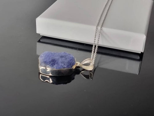 120) Large Tanzanite Crystal Necklace 925 Silver