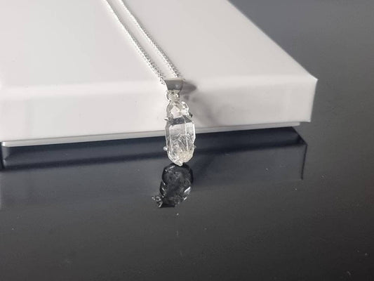 111) Herkimer Diamond Quartz Crystal Necklace 925 Silver