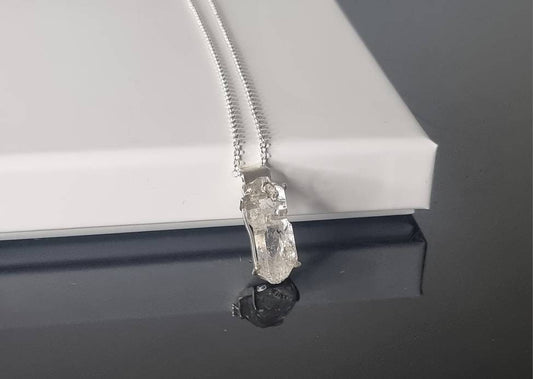 112) Herkimer Diamond Quartz Crystal Necklace 925 Silver