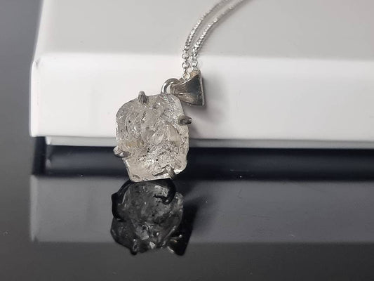 106) Herkimer Diamond Quartz Crystal Necklace 925 Silver