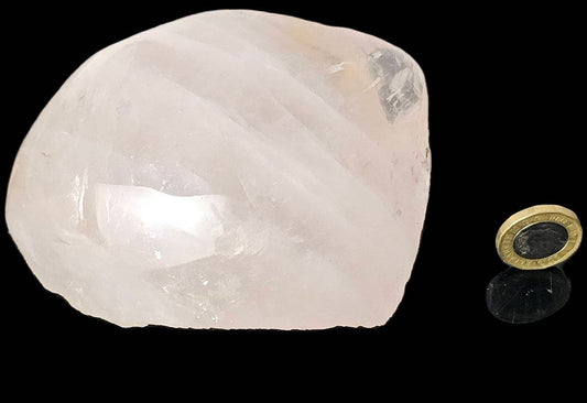 20) Rose Quartz Crystal Half Polished