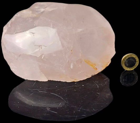 19) Rose Quartz Crystal Half Polished