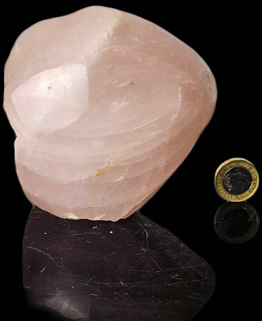 18) Rose Quartz Crystal Half Polished