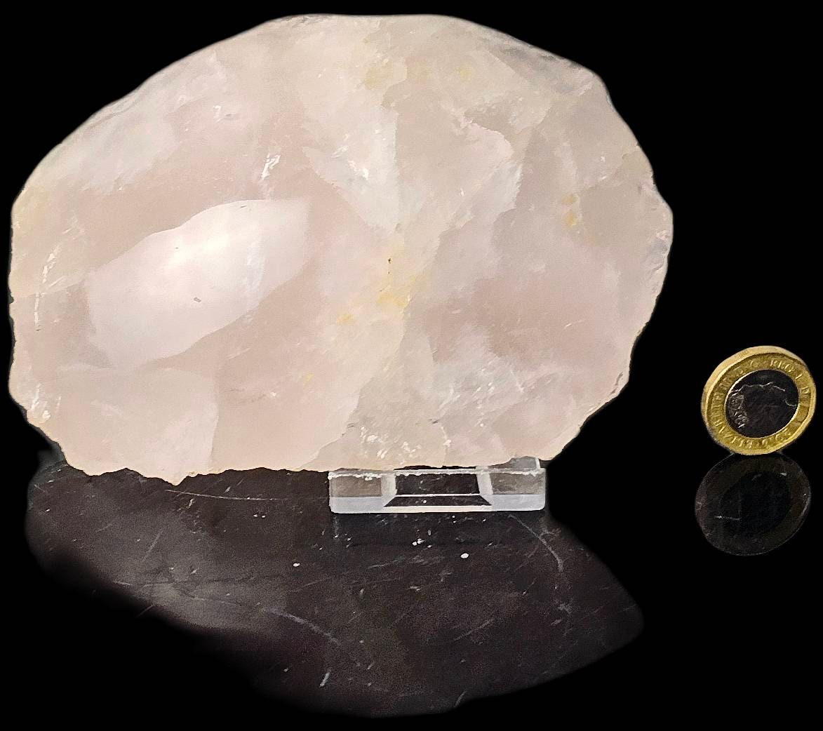 17) Rose Quartz Crystal Half Polished