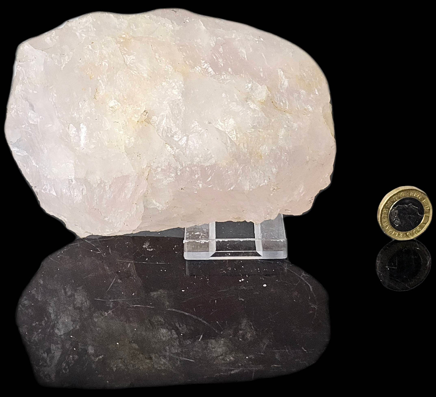 17) Rose Quartz Crystal Half Polished