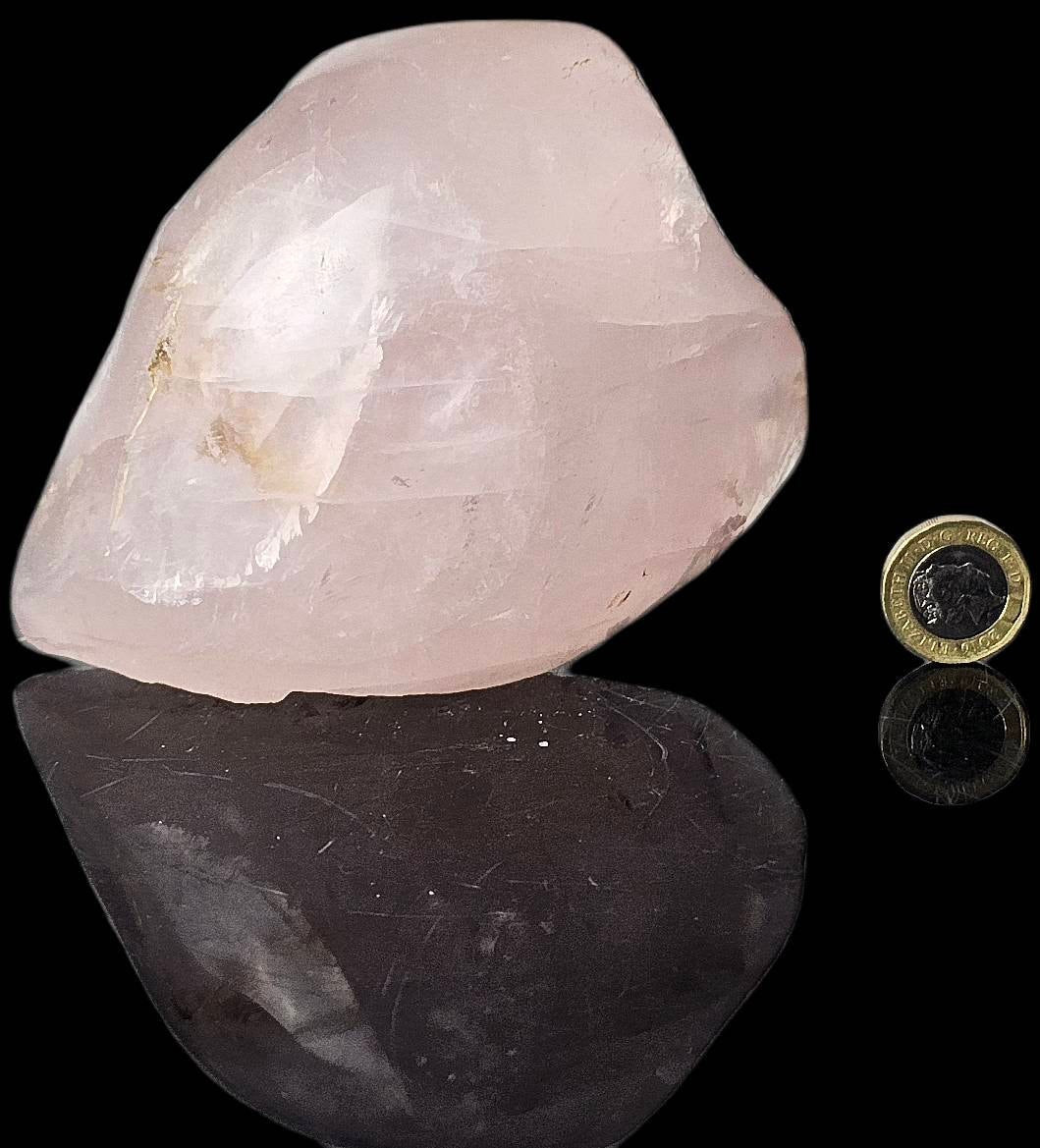 15) Rose Quartz Crystal Half Polished