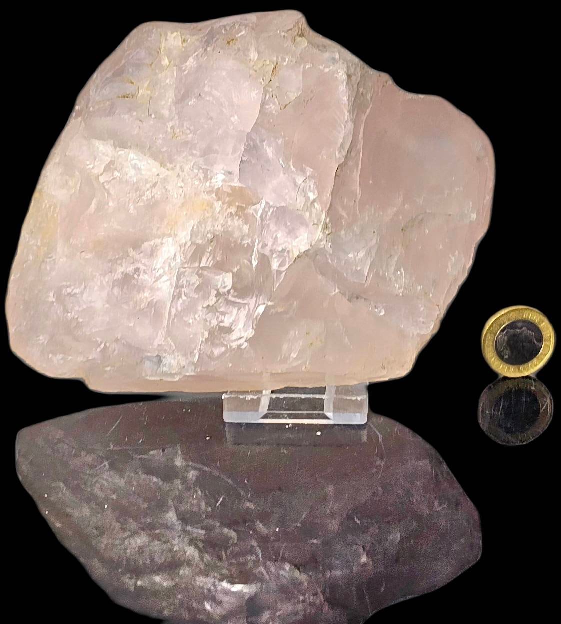 16) Rose Quartz Crystal Half Polished