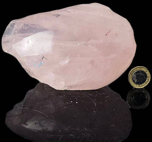 14) Rose Quartz Crystal Half Polished