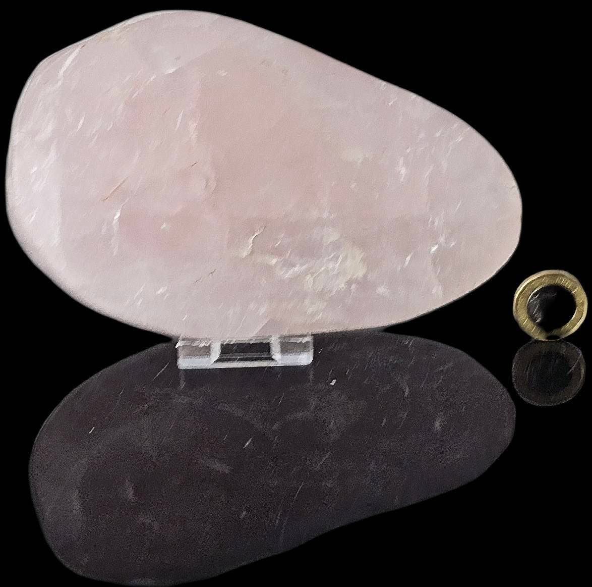 13) Rose Quartz Crystal Half Polished