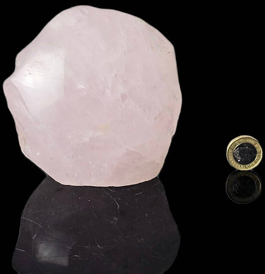 8) Rose Quartz Crystal Half Polished